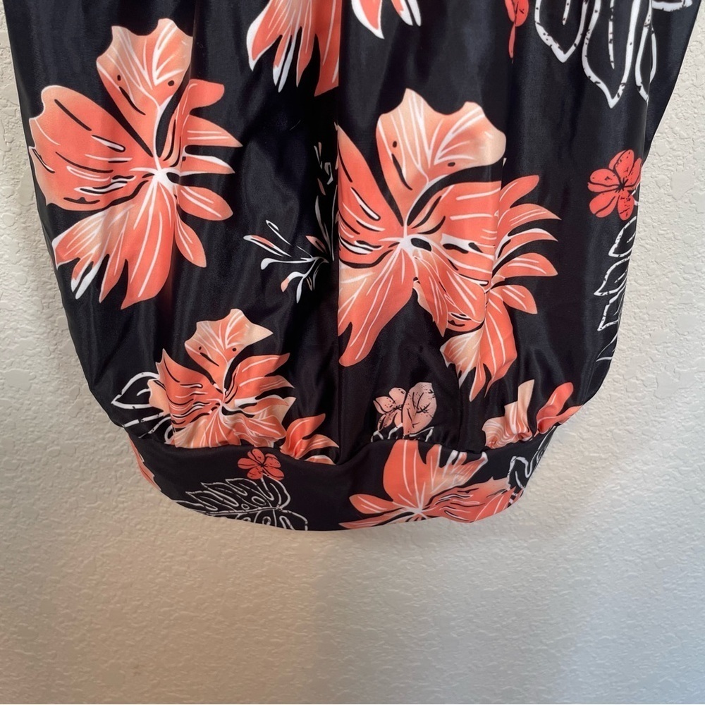 Yonique Pink & Black Floral Tankini Medium - Picture 4 of 10